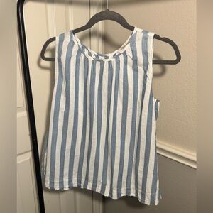 Madewell trendy striped billowy tank top with adorable side ruffle details